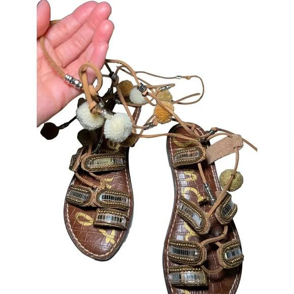 Sam Edelman Graciela  Leather Beaded Flat Sandals NWOB - Picture 6 of 7